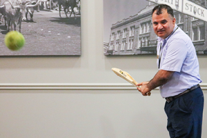 Photo of Indra playing cricket
